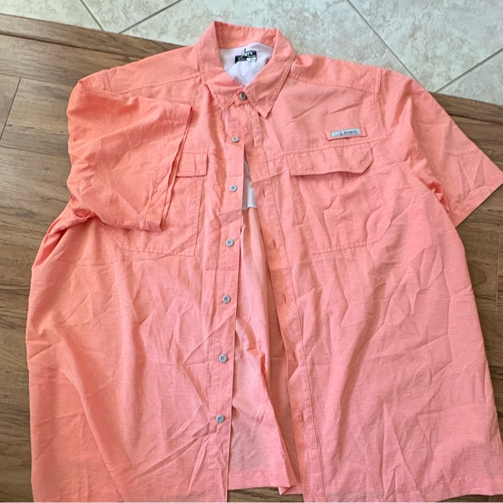 Habit Men’s Short Sleeve Button-Down Shirt in Coral